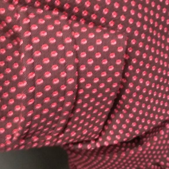 Linda Allard Ellen Tracy 100% Wool Belted Polkadot Burgundy Red Trench Coat 12 - Picture 8 of 11